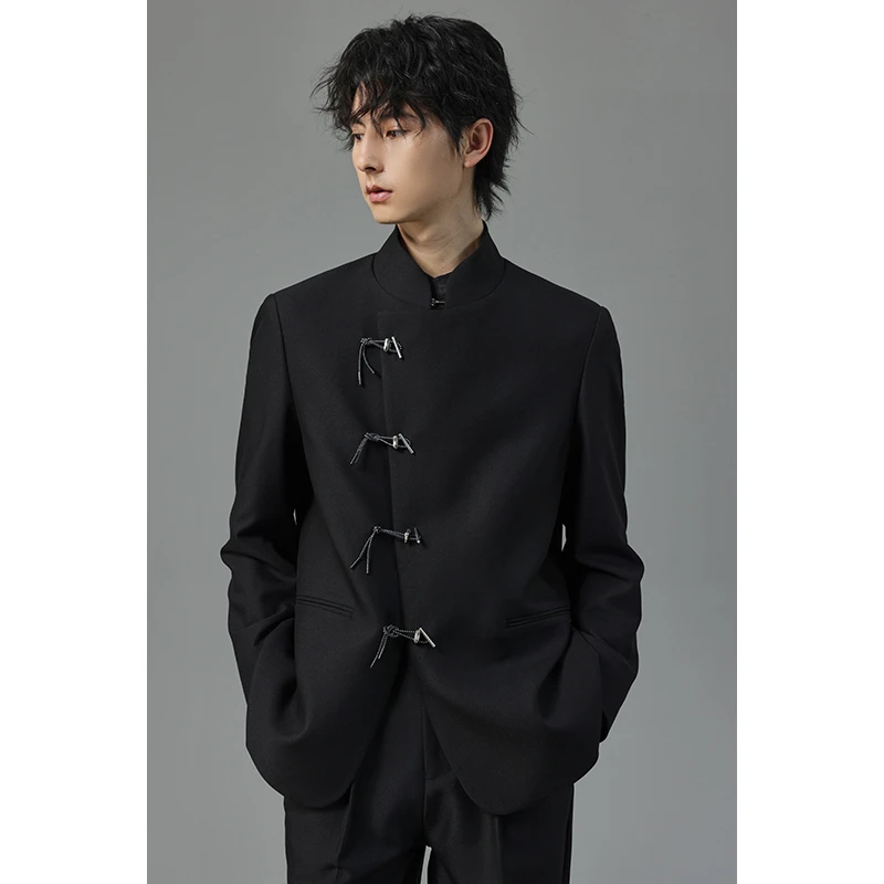 【悟禅】新中式立领外套男西装复古简约高级感中国风男士西服FMX05