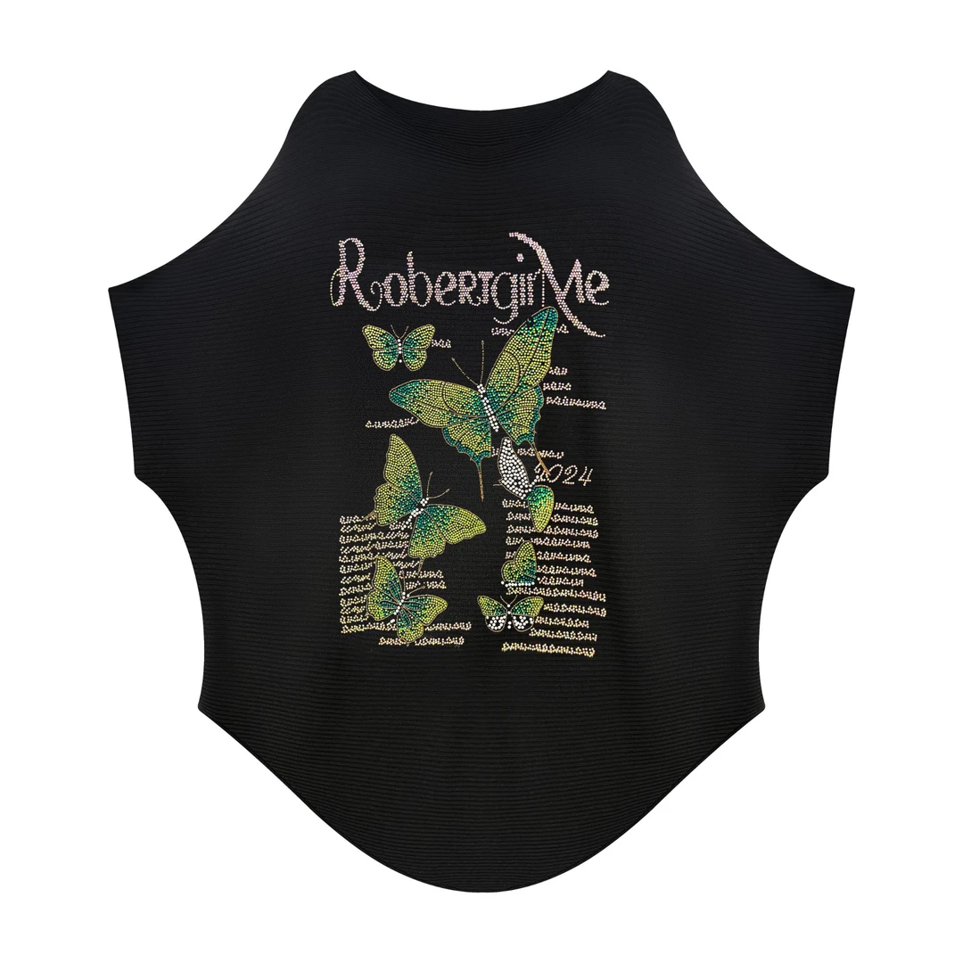 2025夏季新款设计师轻奢烫钻时尚休闲百搭上衣#2510