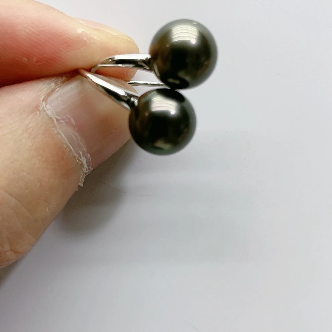 海水珍珠耳饰银S925镶嵌