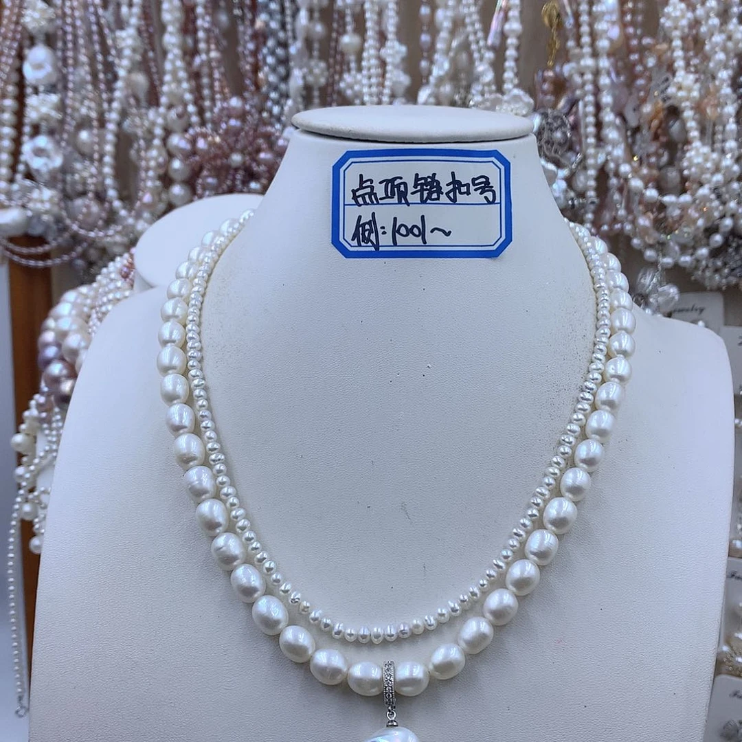 银S925镶嵌淡水珍珠项链耳饰