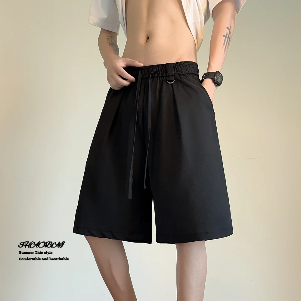 冰丝西装短裤男夏季新款宽松百搭五分裤子男垂感速干外穿休闲中裤