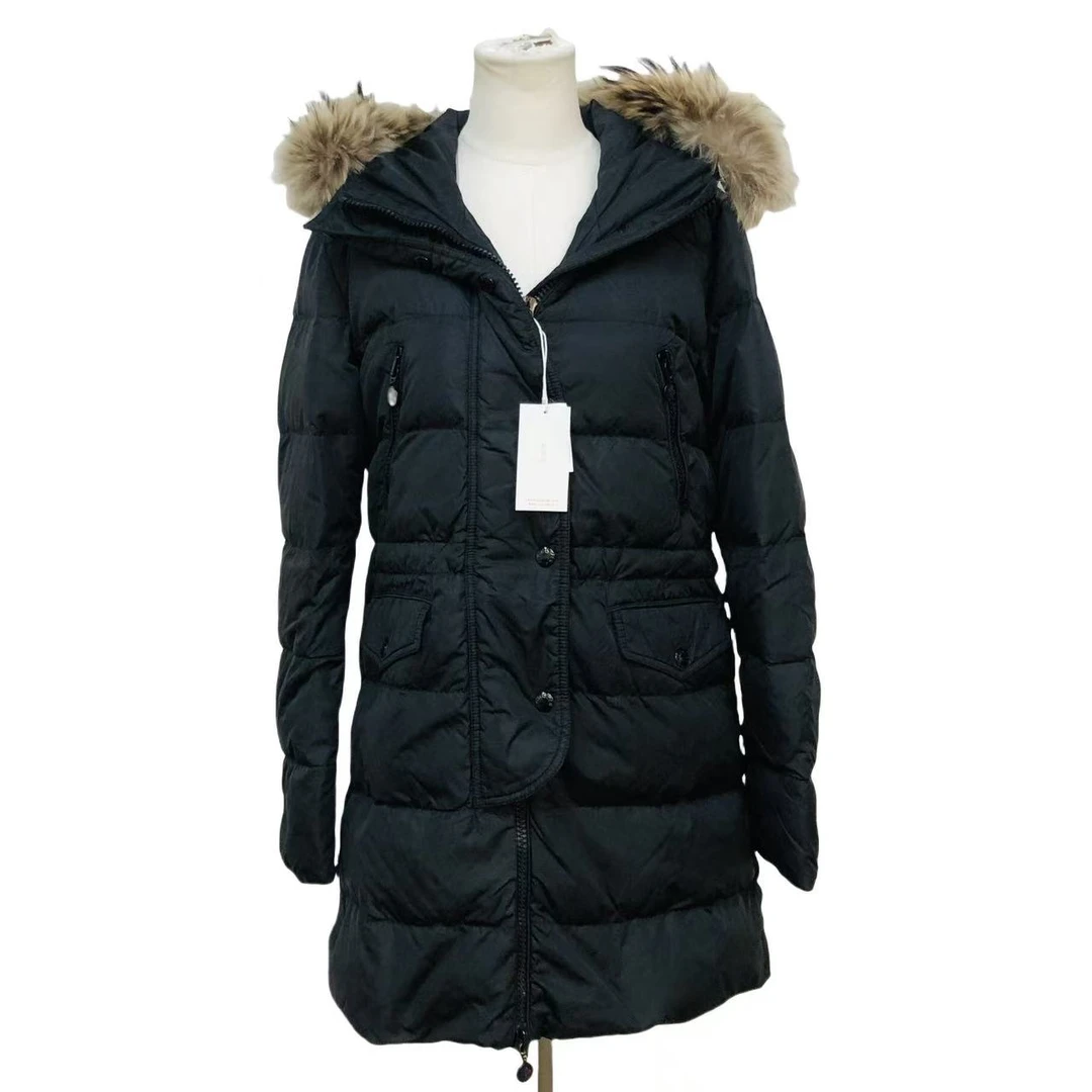 95新 MONCLER 黑色长款羽绒服/bb69