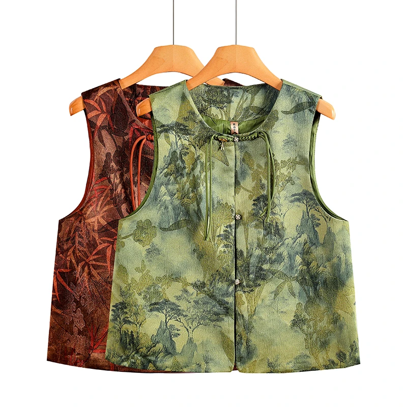 马甲新款2025中式盘扣国风春秋上衣坎肩妈妈外套奶奶背心中老年