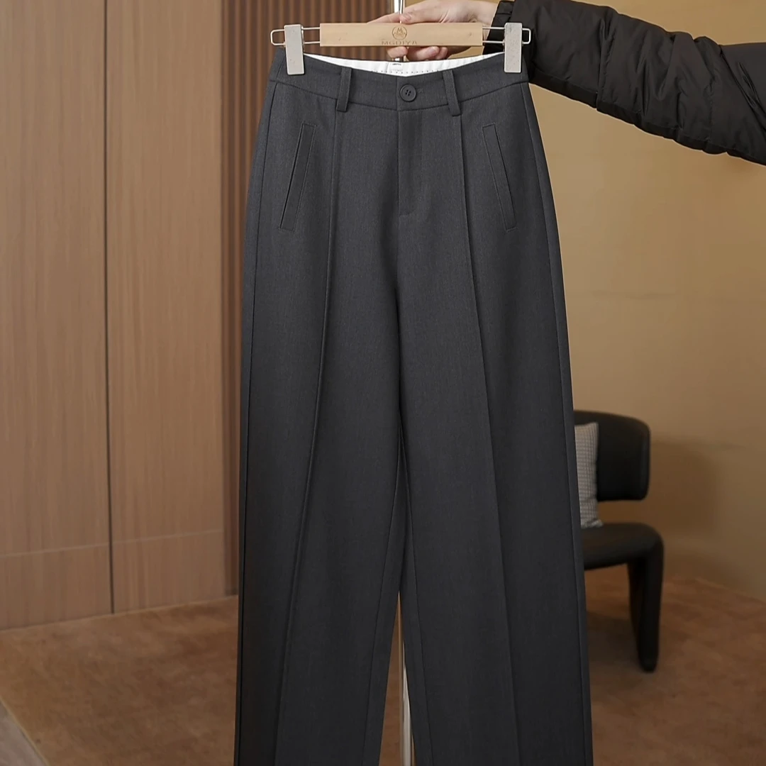 春季新款中高腰休闲窄版直筒裤8828