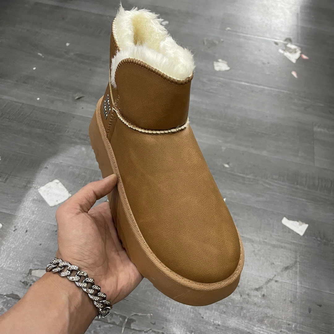 【F09】厚底雪地靴网红时尚休闲百搭软底防滑保暖加绒加厚一脚蹬