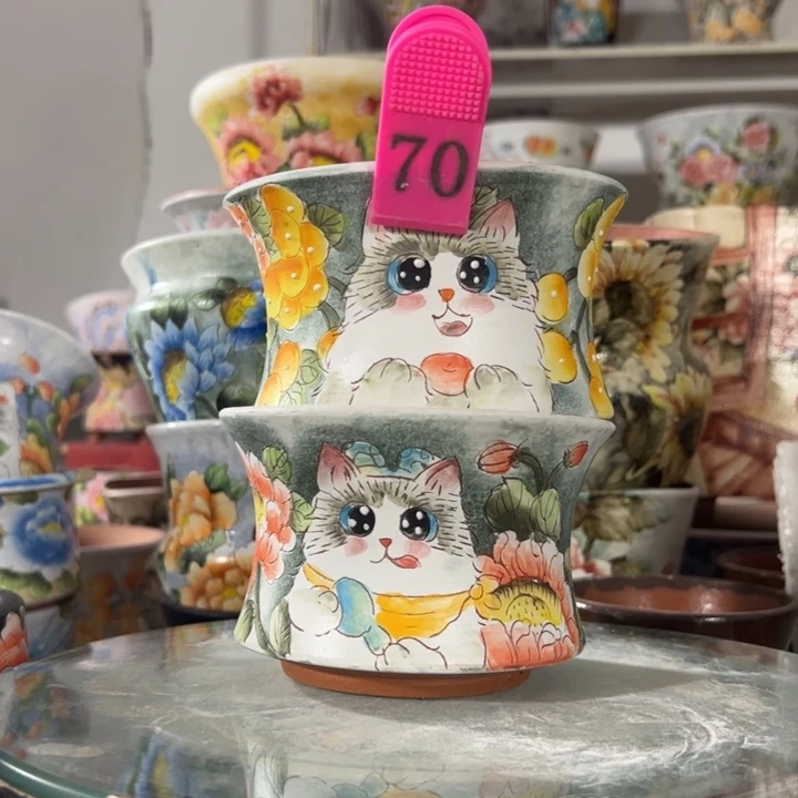景德镇手绘花盆满38包邮偏远地区除外