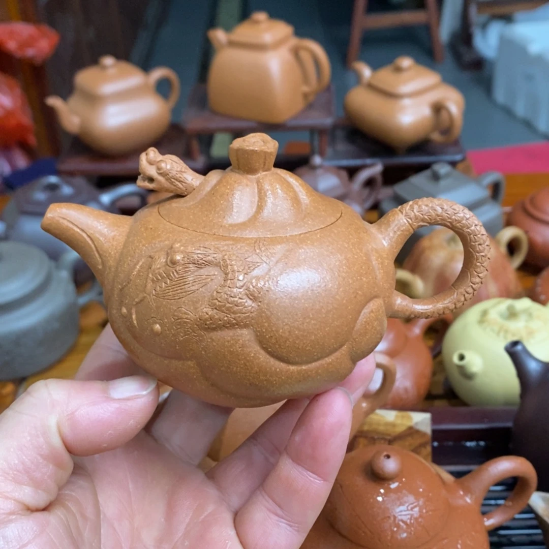 紫砂茶壶紫砂壶鱼化龙金降坡