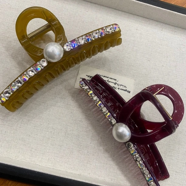 韩国 东大门 水钻高级感珍珠优雅气质百搭轻奢时尚法式抓夹