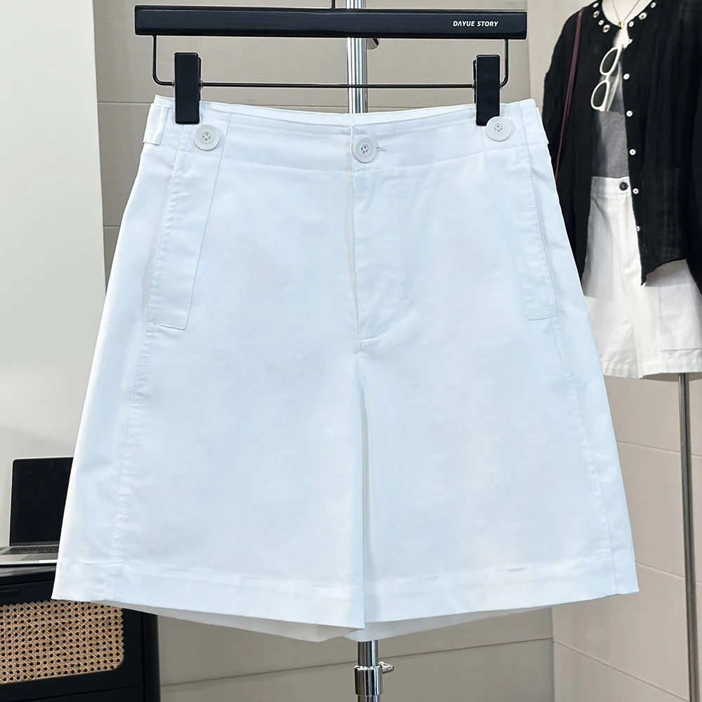 [玮玮]-白色短裤女2025夏季薄款百搭显瘦阔腿五分裤舒适透气休闲