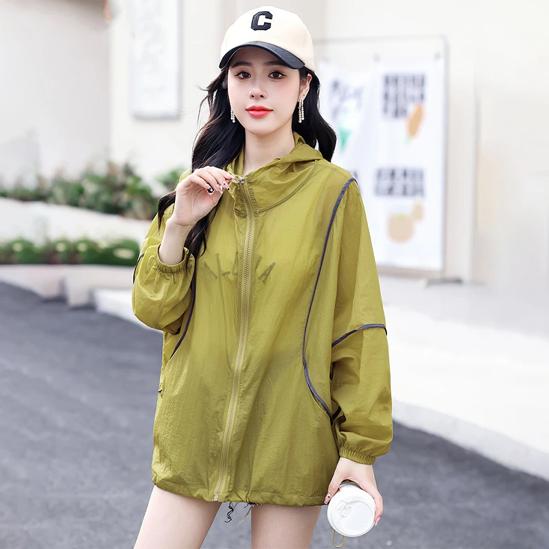 纯色薄款透气防晒衣女款外穿2025夏新款宽松时尚薄款外套洋气爆款