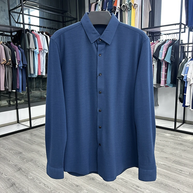 客供好料舒适商务休闲尖领长袖衬衫春秋修身寸衫男 Y5T0053