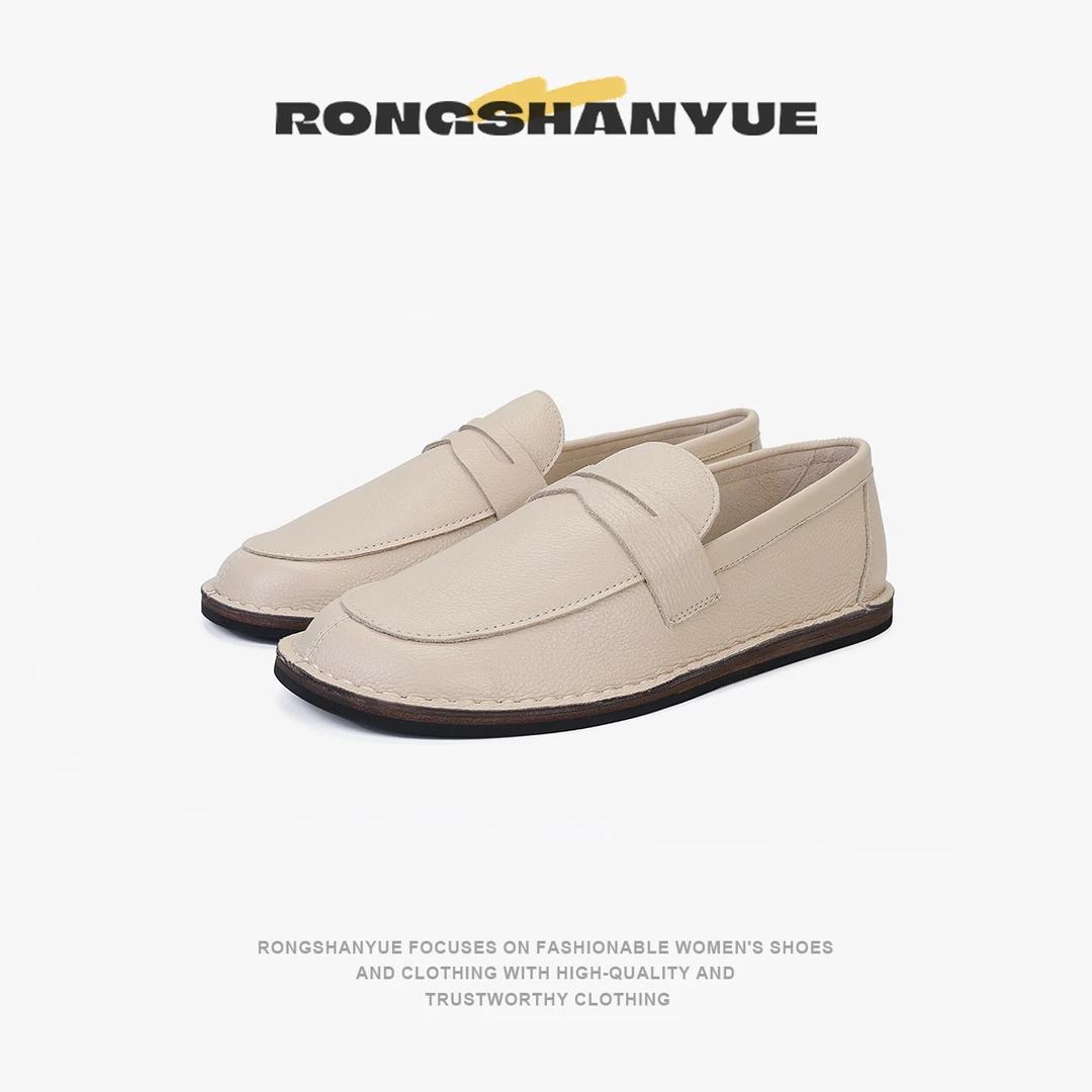 Rongshanyue一脚蹬乐福鞋女2025年新款英伦风简约平底单鞋B1163
