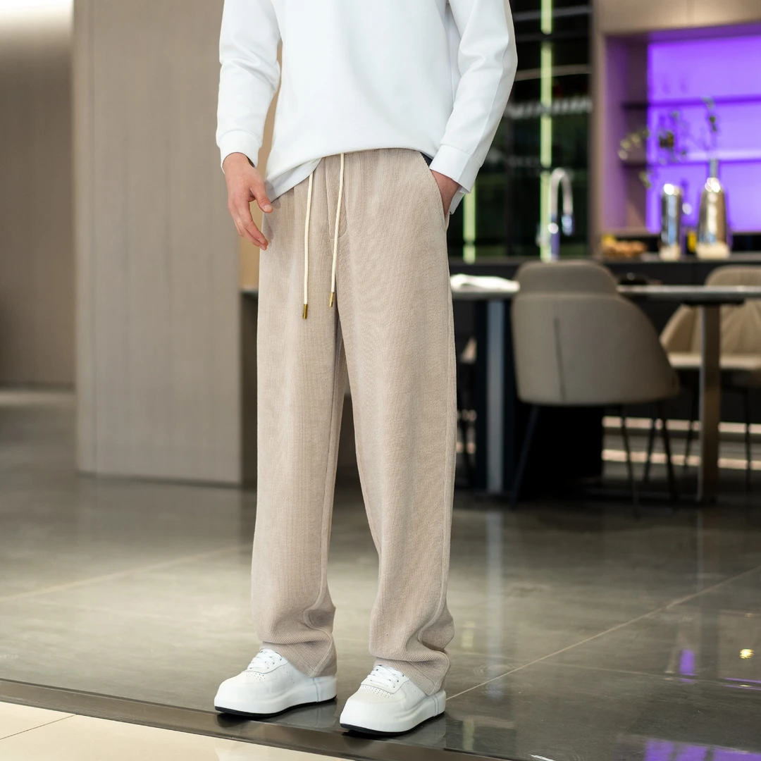 1515/2025秋冬新款灯芯绒休闲裤男裤潮牌宽松加绒条绒直筒长裤子