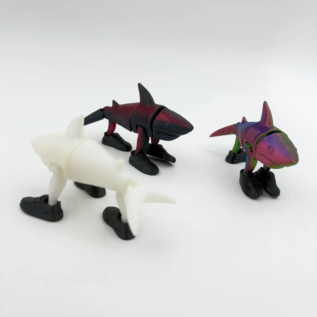 渐变色夜光外国山海经手办公仔关节可动3d打印鲨鱼怪木棍人模型具