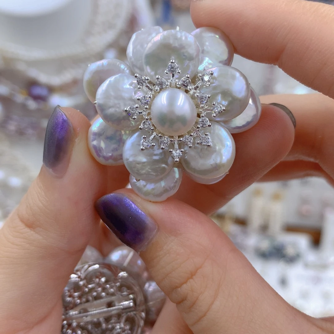 颈饰银S925镶嵌淡水珍珠