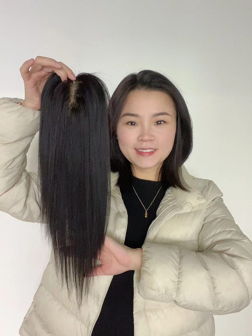 全肉色底子9✖️14，35厘米无痕全真发补发片遮白发增发量