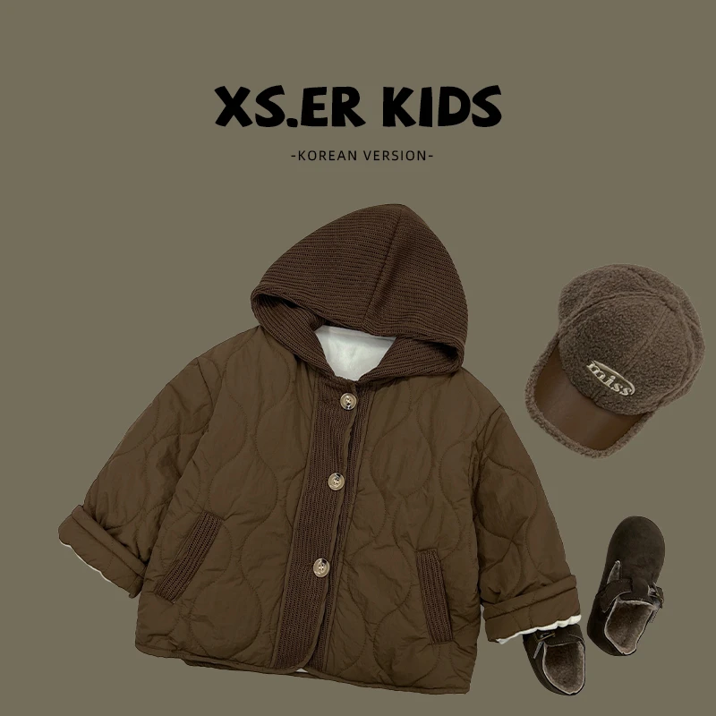 男童复古小众加绒连帽棉服冬季韩版时尚夹棉外套D23056-qqqq