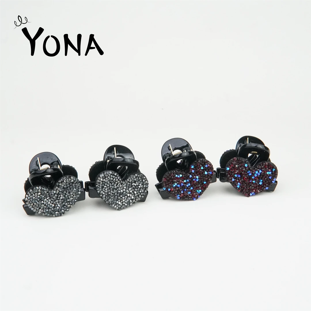 【ZJ012】满钻桃心甜美边夹新年刘海夹百搭气质碎发夹小抓夹头饰