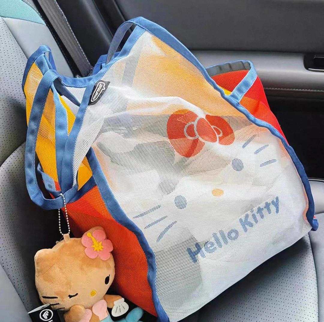 日韩卡通萌趣hellokitty猫咪大容量折叠收纳包旅行袋单肩购物袋