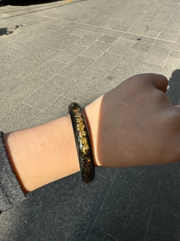 非金属玻璃手镯 黑色素款女加宽首饰镯子/宫廷轻奢饰品手镯精美