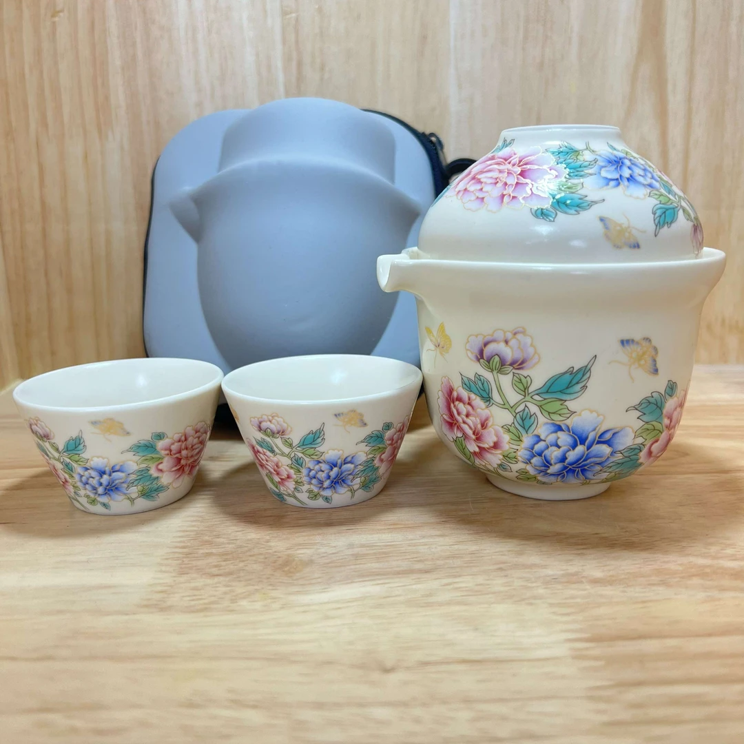 蝶恋花 陶瓷一壶三杯旅行茶具LC Q