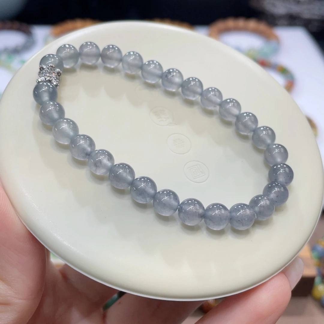 未镶嵌手链翡翠卡6.5黑冰