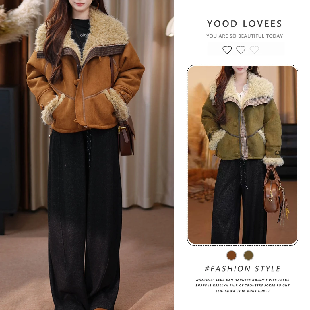 时尚宽松保暖皮毛一体外套女2025冬季新款时髦范爆款今年流行上衣