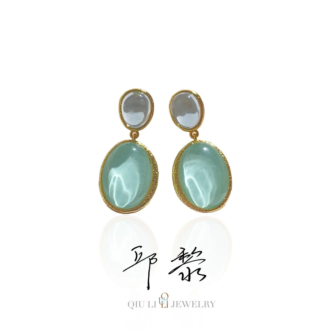 合金琉璃耳饰 【湛兰专属】法式小清新耳坠耳钉1h4226