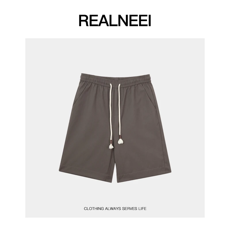 REALNEEI【休闲日】休闲羊毛宽松五分裤舒适主义抽绳设计短裤21616