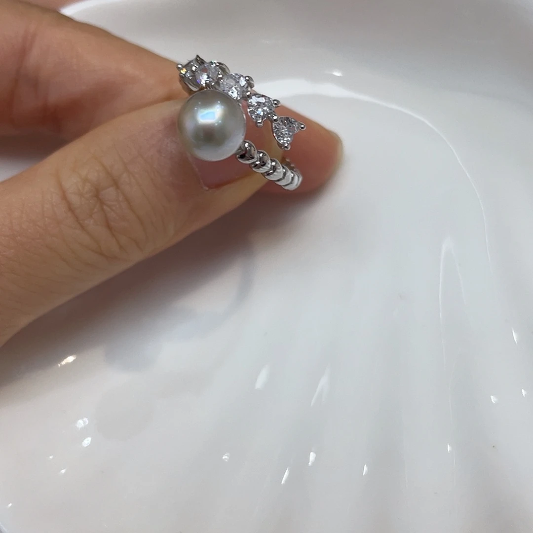 银S925镶嵌戒指海水珍珠