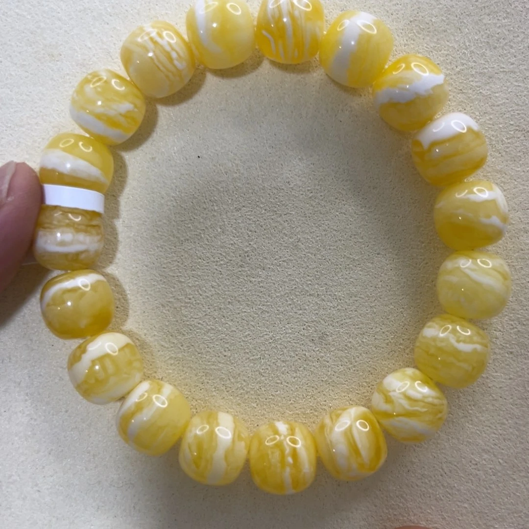 琥珀未镶嵌手链11mm千层雪一线天老型手串