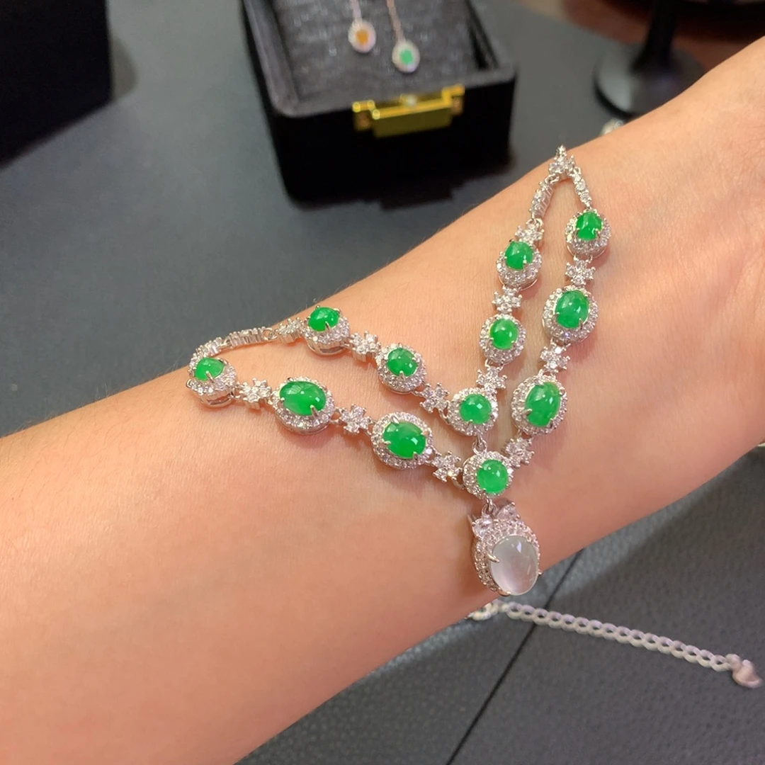 翡翠银S925镶嵌颈饰