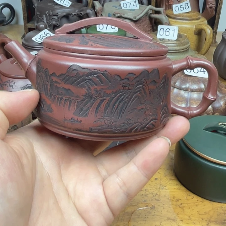 茶壶紫砂紫砂壶龙血砂竹节汉瓦180cc