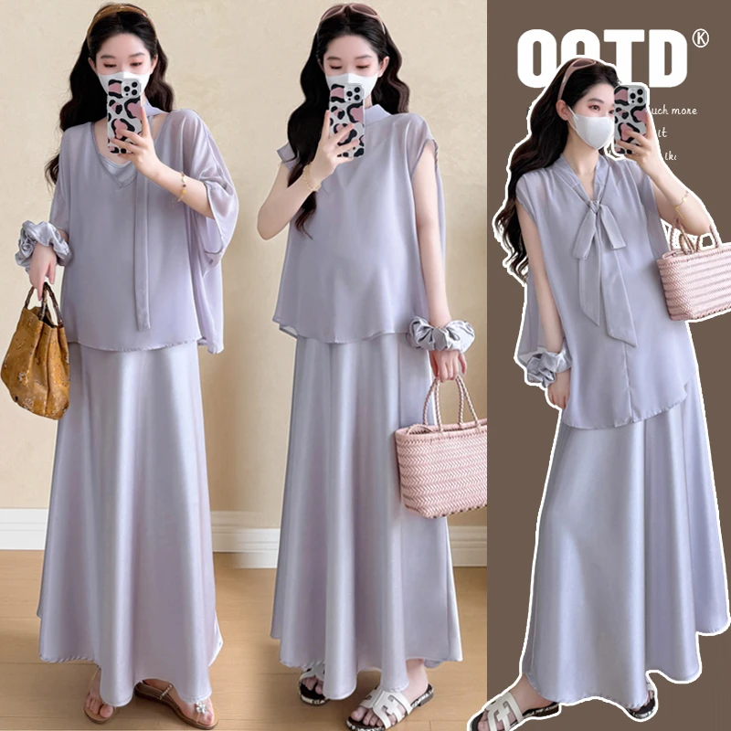 【安安】孕妇装夏季罩衫+吊带裙两件套时尚韩版孕妇连衣裙套装夏装