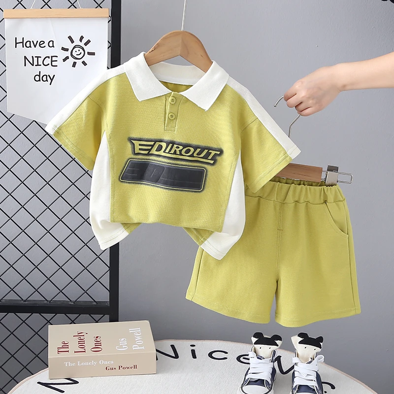 男童夏季短袖套装儿童2025新款POLO衫夏装洋气宝宝衣服两件套潮T
