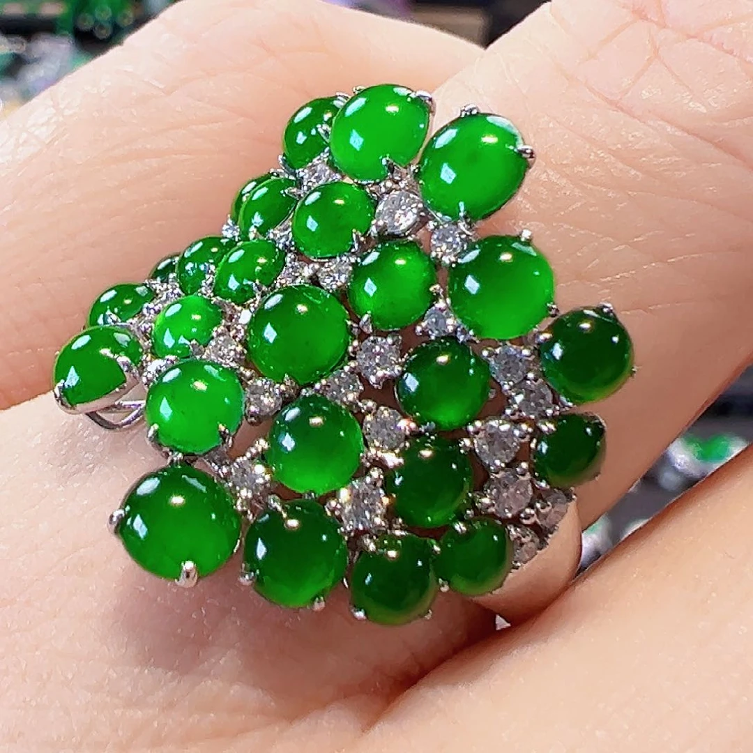 翡翠戒指18K金镶嵌签收后24小时鉴赏期