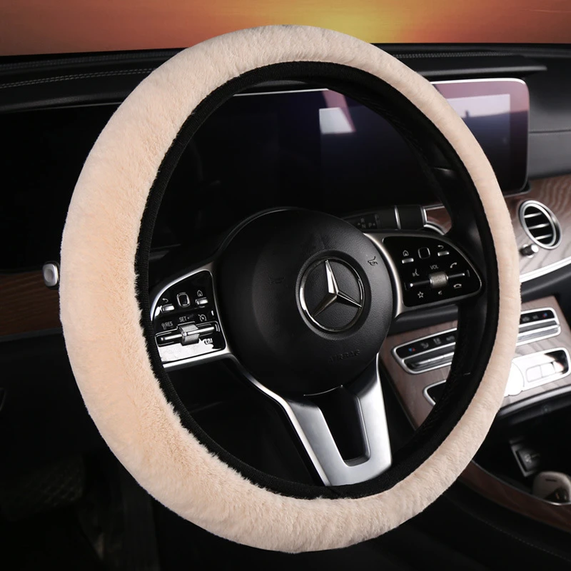汽车冬季毛绒方向盘套四季通用小汽车冬季把套透气防滑不掉毛把套