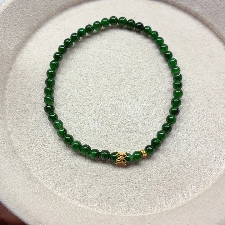 翡翠18K金镶嵌手链天然缅甸翡翠A货卡4