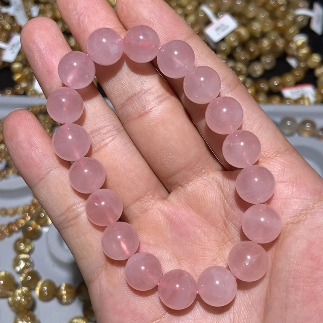 未镶嵌手链水晶西柚粉11m