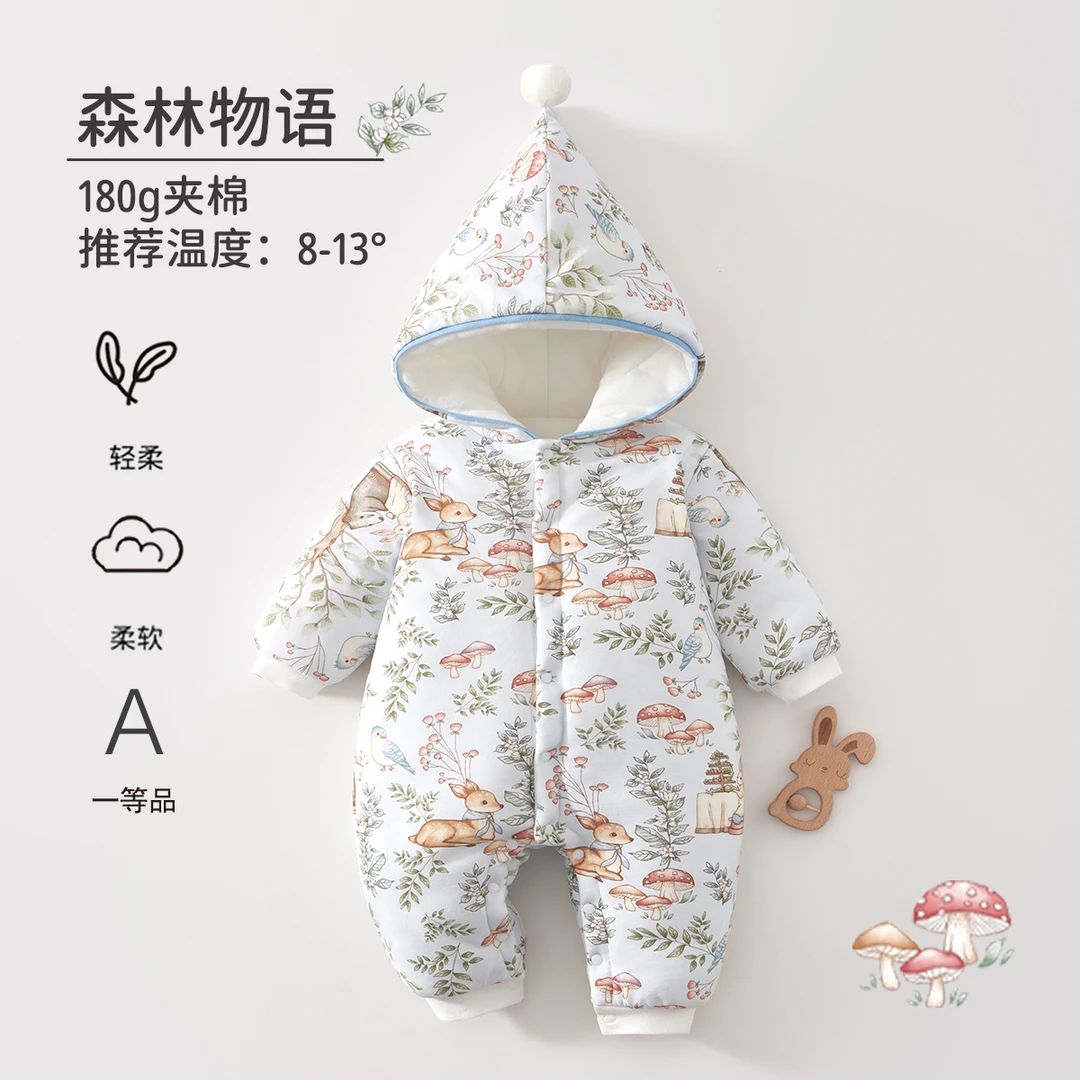姑苏保罗婴儿连体衣a类夹棉加厚棉服冬季宝宝衣服新生儿爬爬服