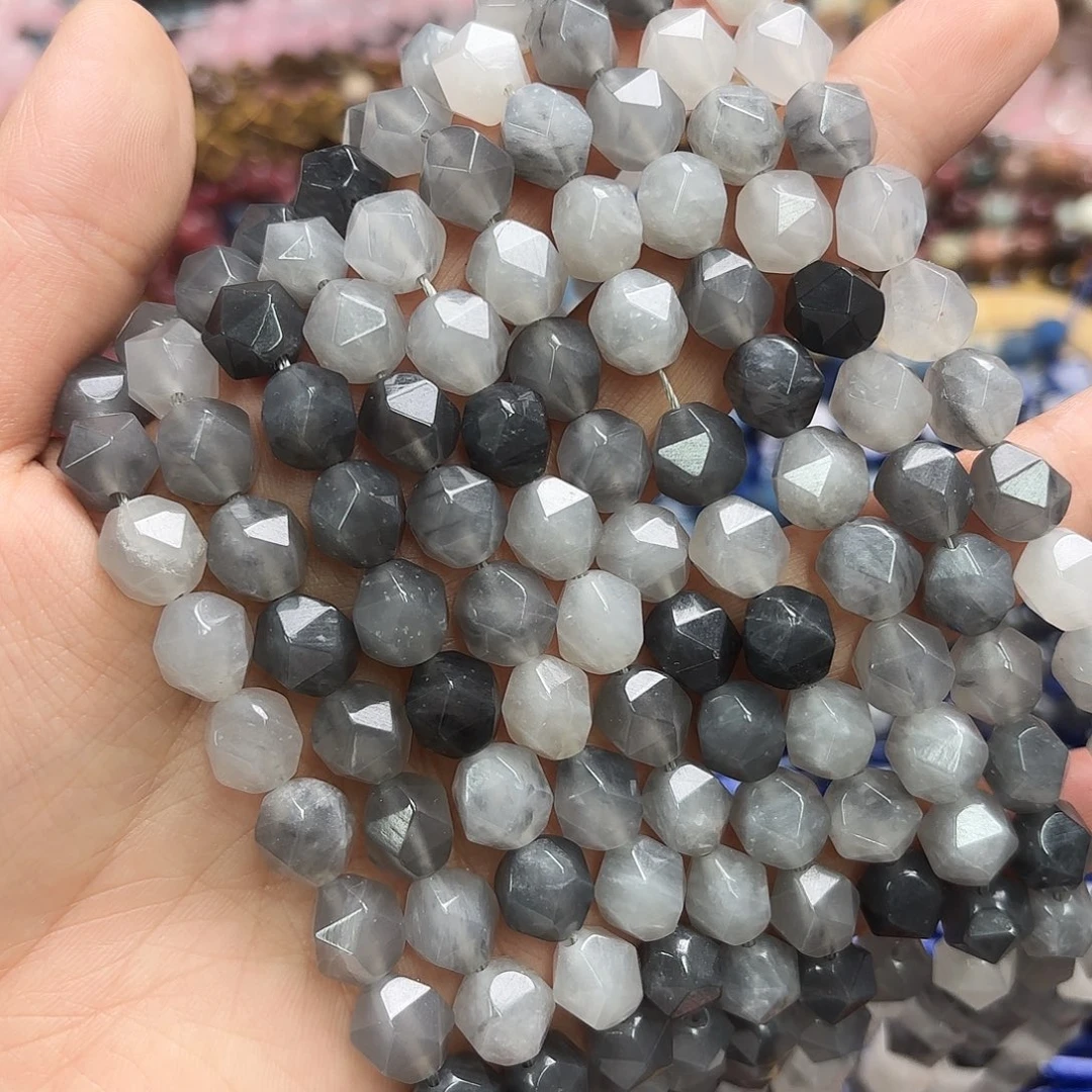 玛瑙/玉髓未镶嵌珠宝半成品卡十云雾水晶切角一条
