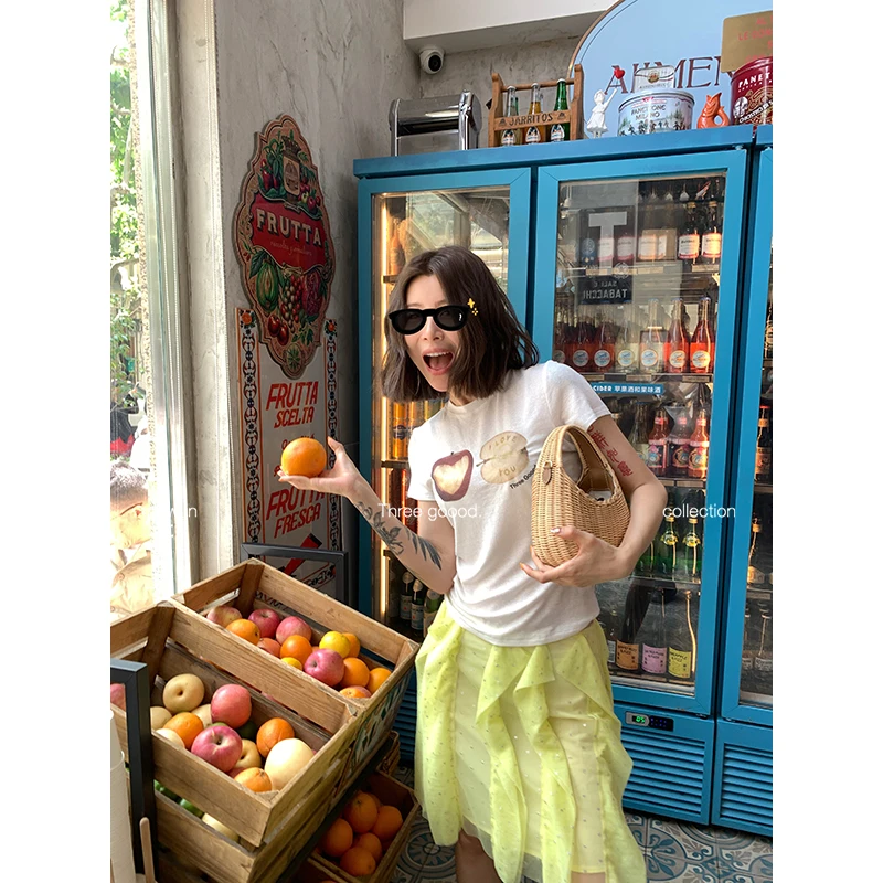 THREE GOOOD/三吉波点烫银网纱低腰多插片中长款半身裙Y725G08215