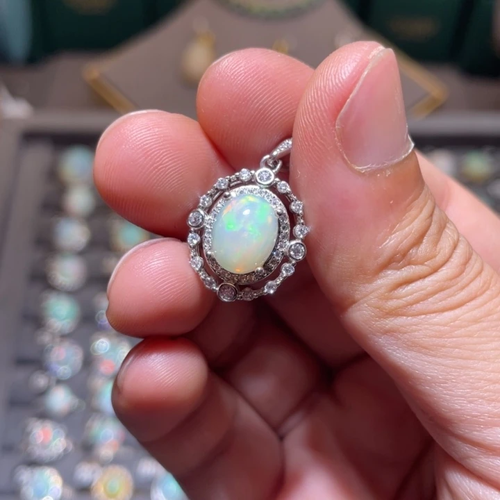 欧泊银S925镶嵌吊坠）小*?