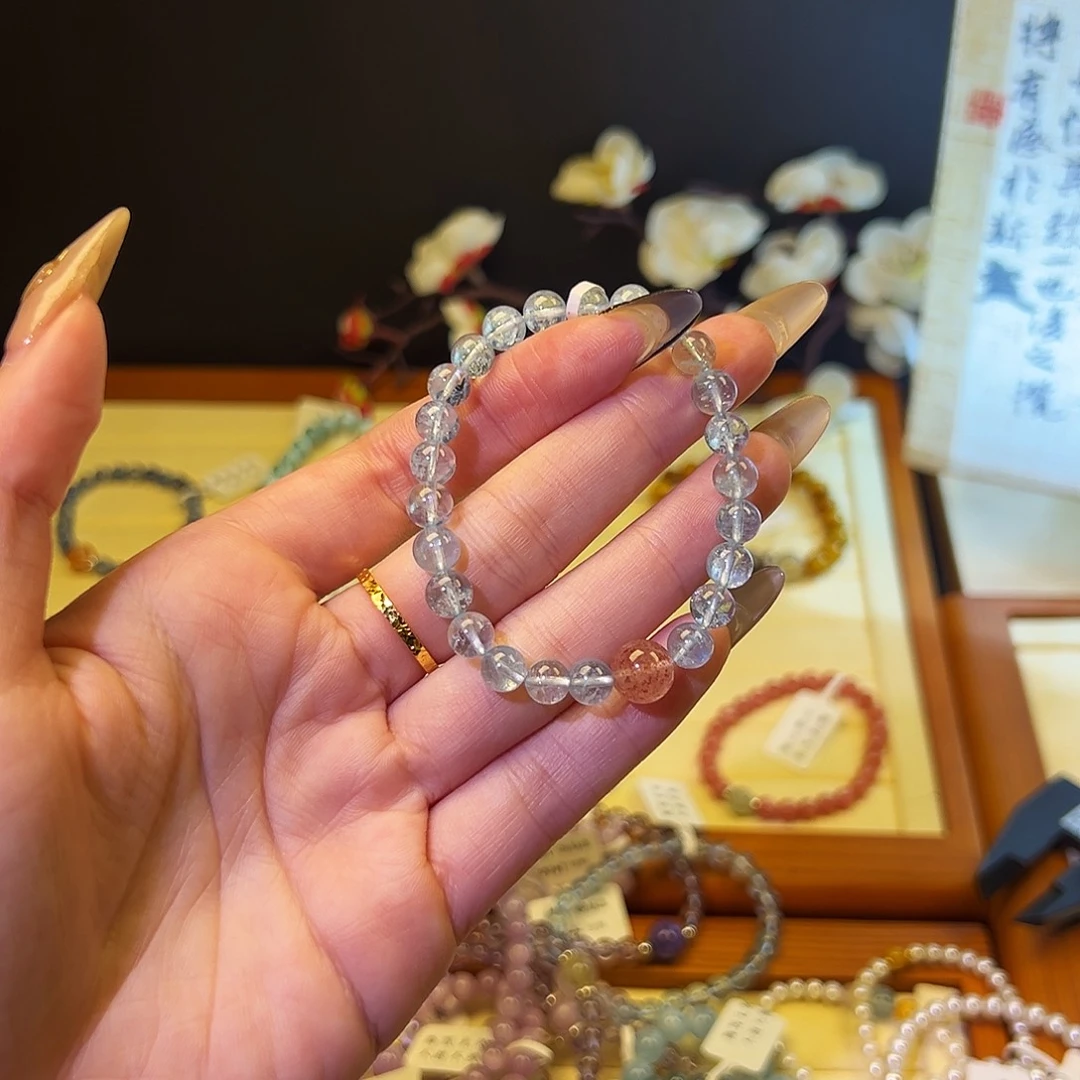 水晶手链银S925镶嵌-蓝3109