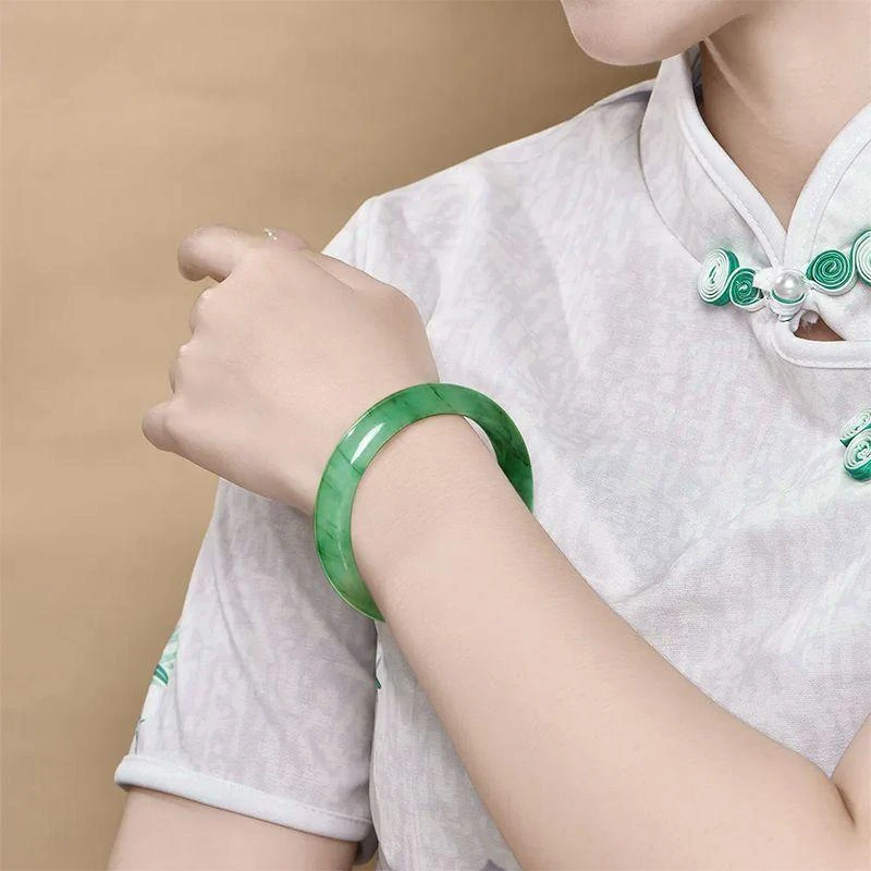 非金属仿珍珠手镯 【带证】非洲翠手镯女青璃翠影手镯520情人节礼物