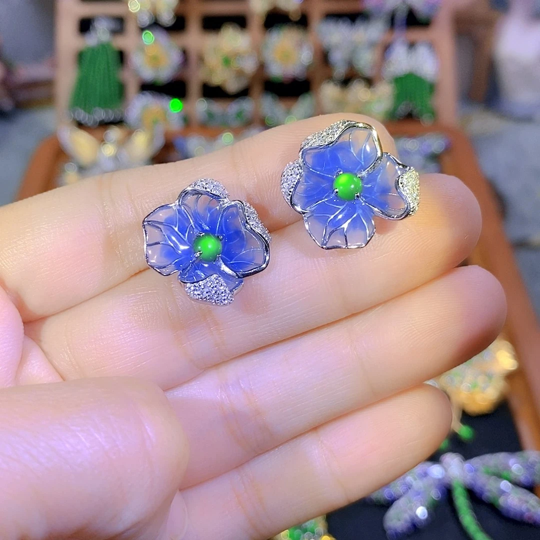 吊坠(不含链)银S925镶嵌翡翠