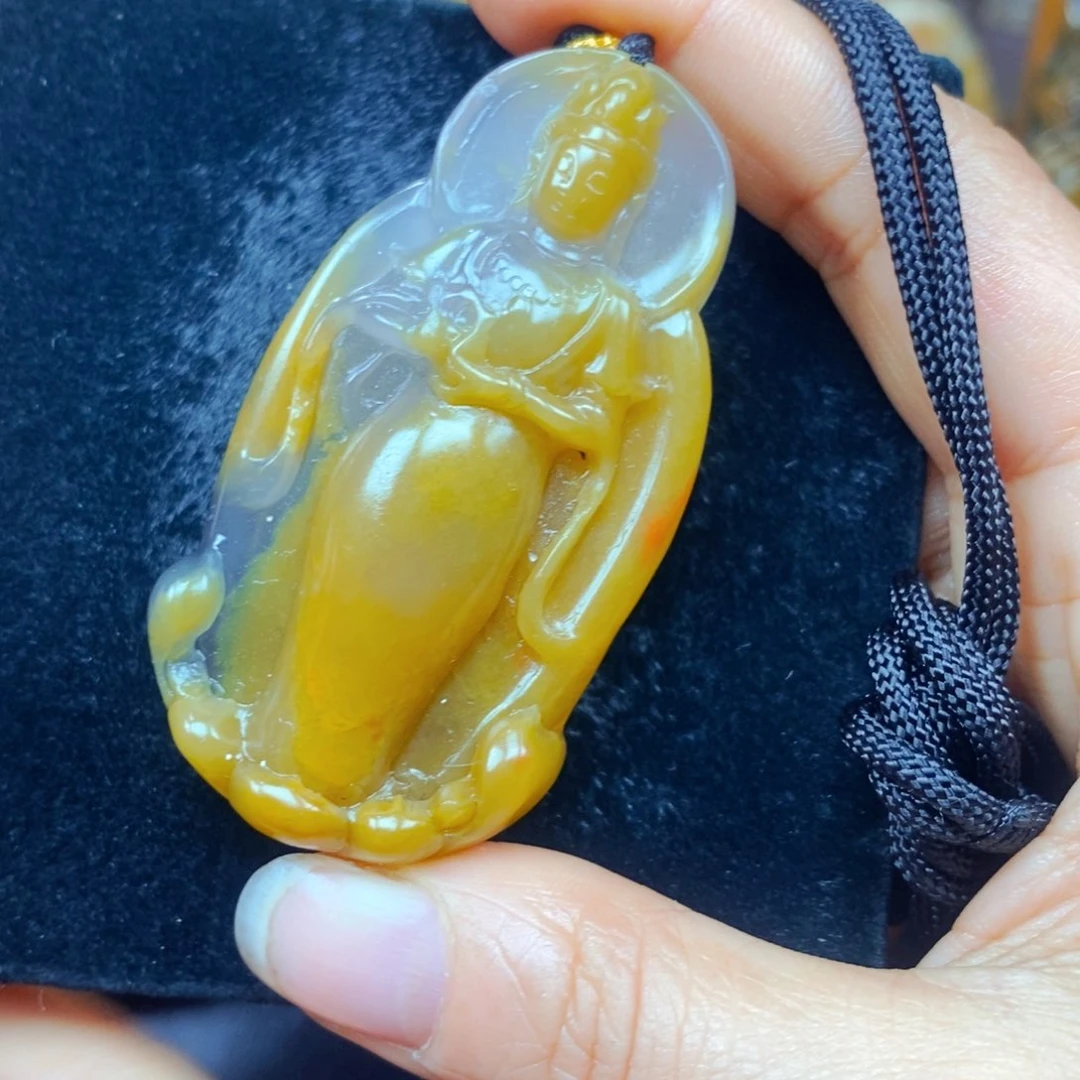 未镶嵌石英质玉（黄龙玉）吊坠(不含链)