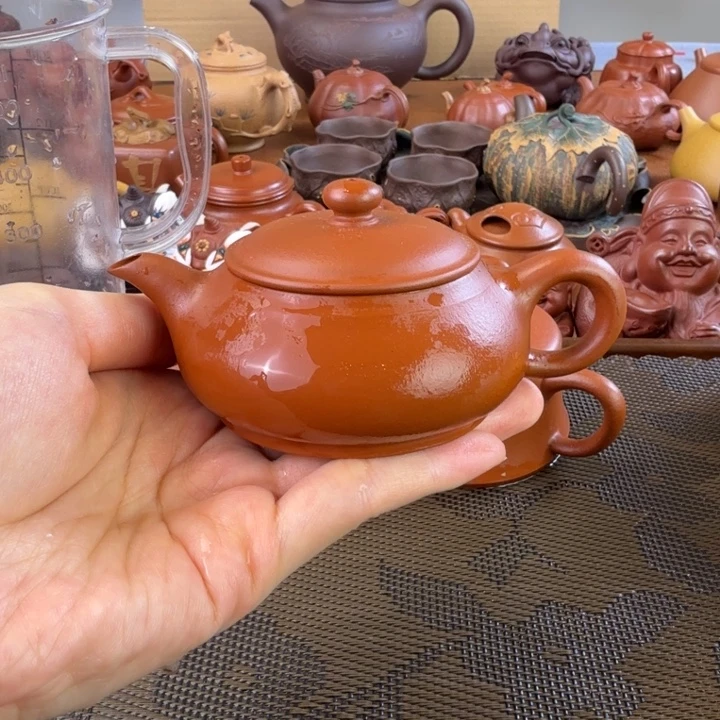 茶壶紫砂朱泥全手明炉100毫升