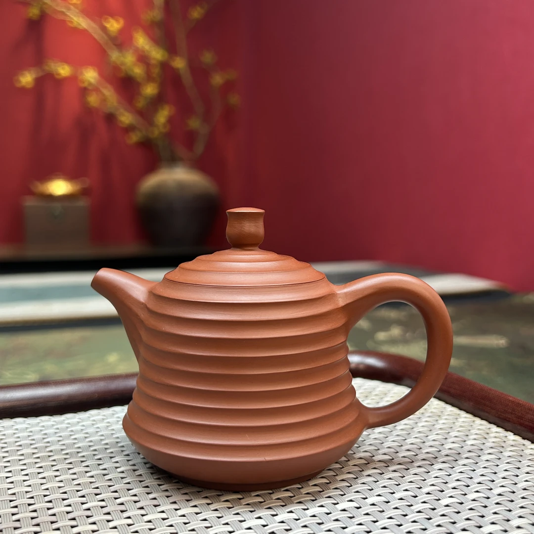 【千线系列】金钟壶 朱泥薄胎约120毫升全手工潮州手拉壶功夫茶器具
