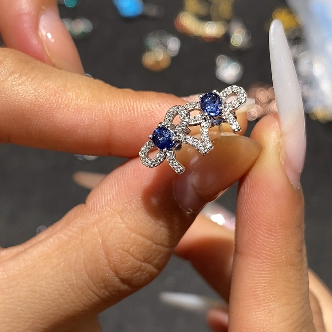 戒指银S925镶嵌蓝宝石